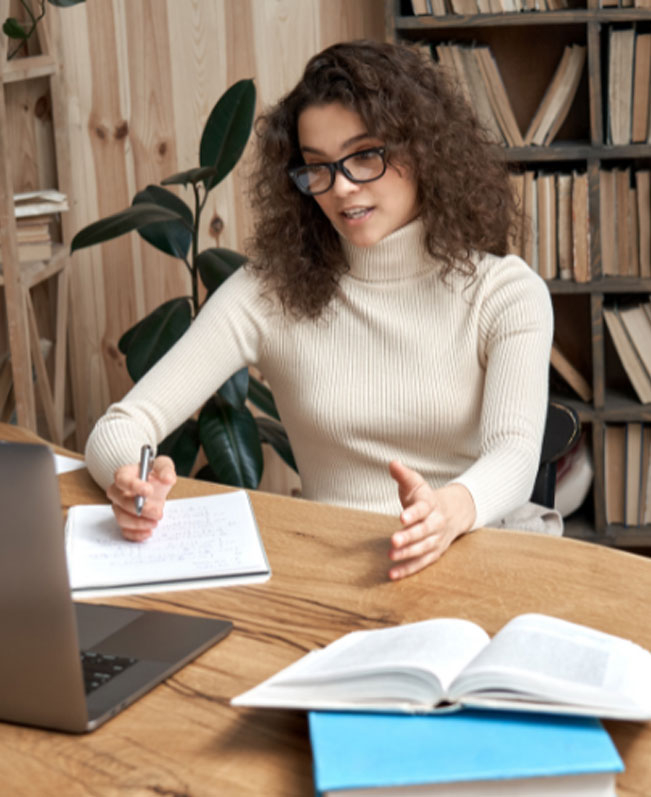 woman completing online healthcare certification program