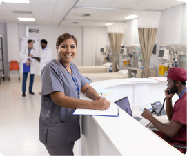 Medical assistant supporting patient recovering from surgery